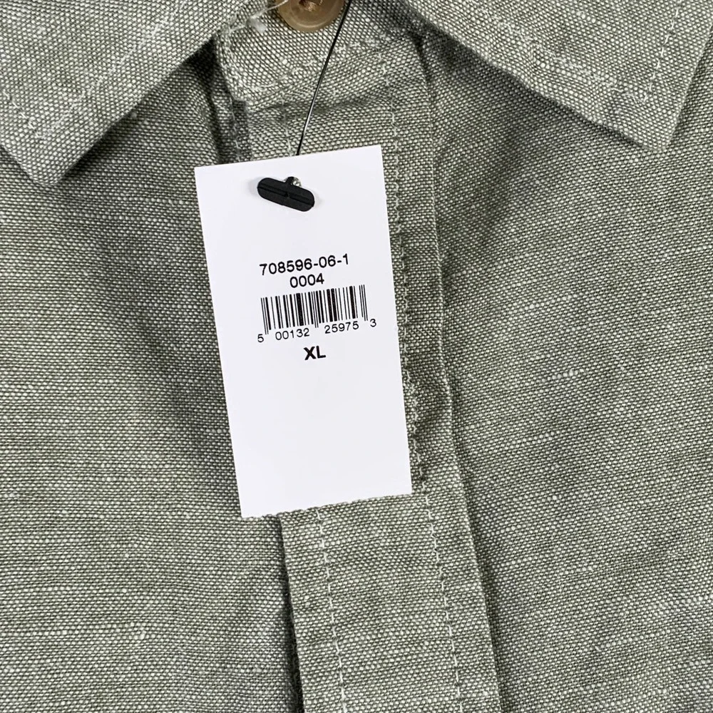Banana Republic Linen Shirt Men Extra Large Green Bay Leaf Old Money Coastal NEW